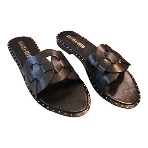 Chelsea Crew Tracy Studded Flats Womens Size 6 Black Open Toe Casual Office